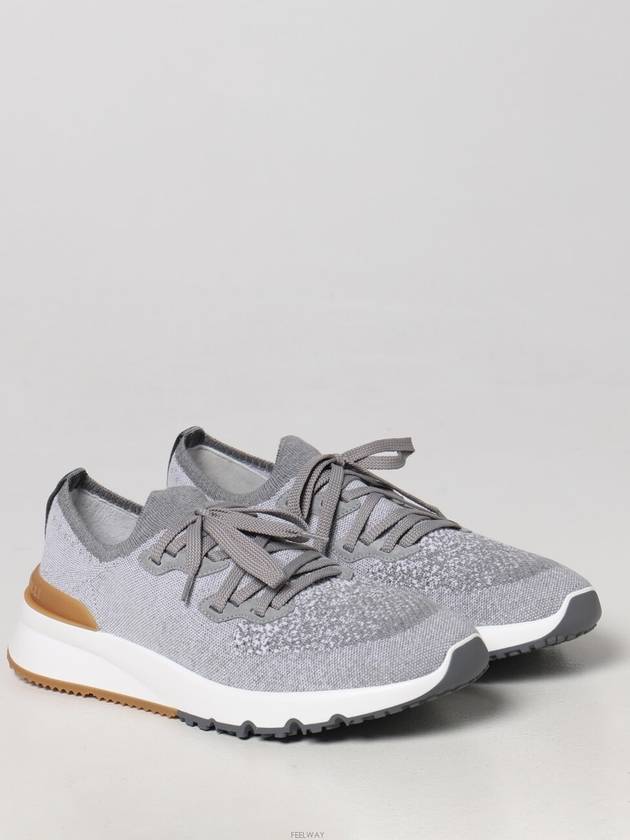 Stretch Knit Low Top Sneakers Grey - BRUNELLO CUCINELLI - BALAAN 3