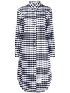 gingham check shirt midi dress navy - THOM BROWNE - BALAAN.