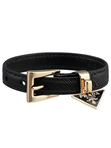 triangle logo saffiano bracelet black - PRADA - BALAAN 1