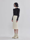 Rai Tweed Boning Slim Line Skirt Ivory - LIE - BALAAN 3