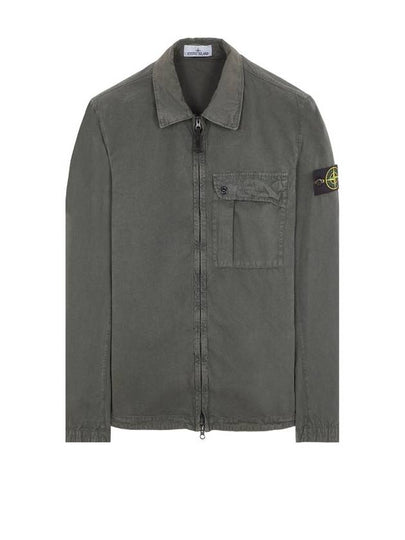 Old Treatment Garment Dyed Overshirt Jacket Dark Green - STONE ISLAND - BALAAN 2