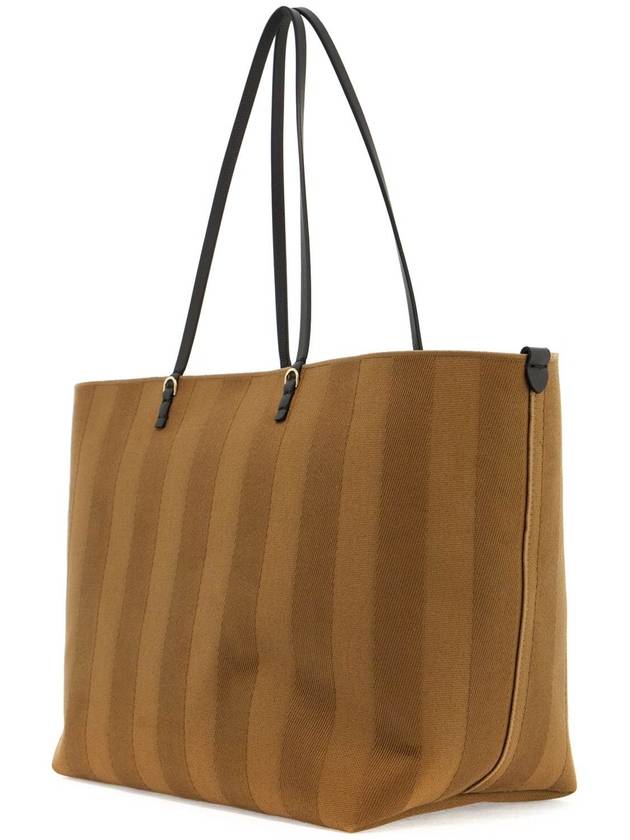 Roll Pequin Stripe Large Tote Bag Beige - FENDI - BALAAN 3