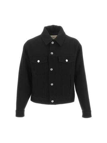Button Wool Boxy Jacket Black - AMI - BALAAN 1