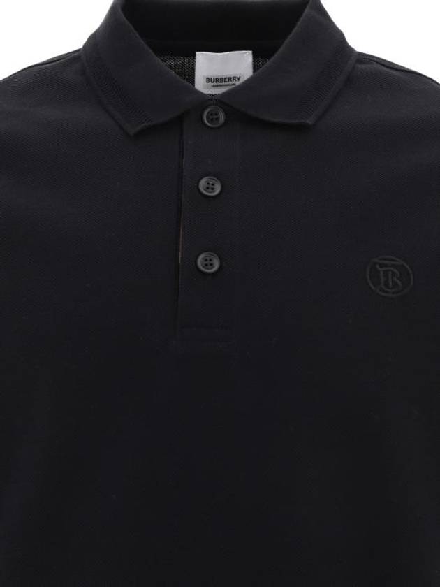 Men's Embroidered Logo Cotton Polo Shirt Black - BURBERRY - BALAAN 4