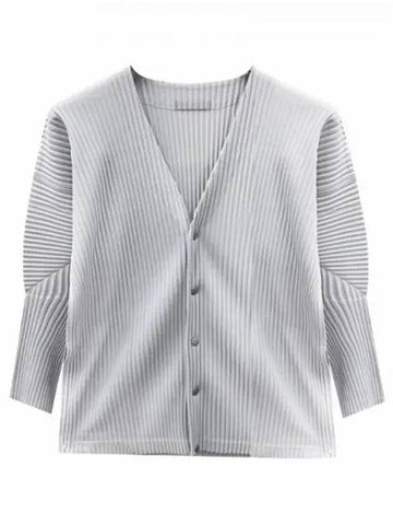 Homme Pliss Pleated Cardigan Light Gray Men s Jacket 271994 - ISSEY MIYAKE - BALAAN 1