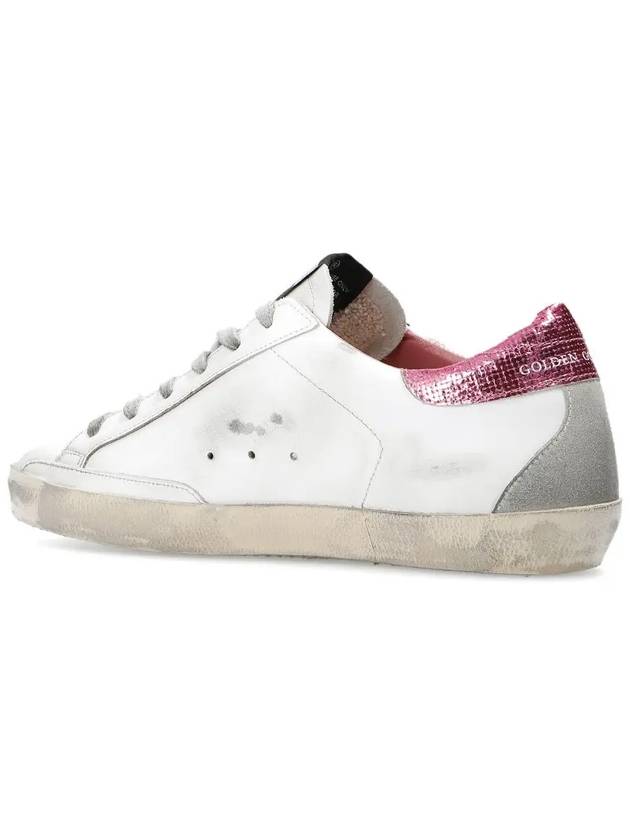 Women's Suede Superstar Glitter Pink Tab Leather Low Top Sneakers White - GOLDEN GOOSE - BALAAN 4