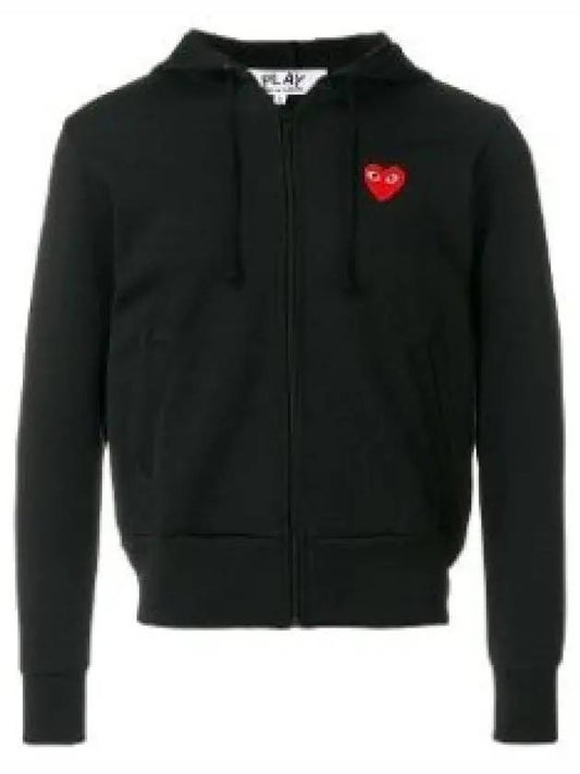 Women's Red Waffen Zip Up Hoodie Black - COMME DES GARCONS PLAY - BALAAN 2