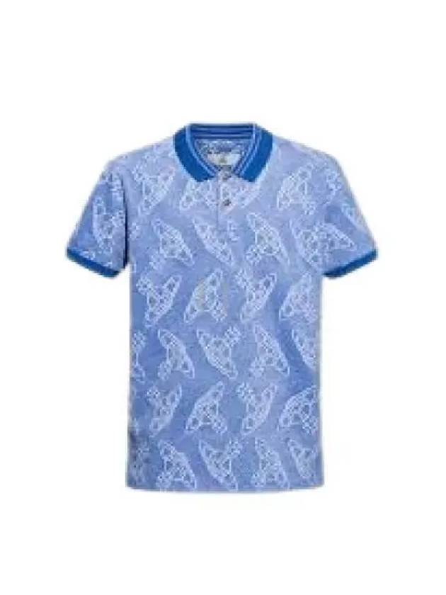 Men's Classic Striped Collar Short Sleeve Polo Shirt Blue - VIVIENNE WESTWOOD - BALAAN 2