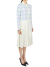 Hairline Check Merino Scalloped Long Dress White - THOM BROWNE - BALAAN 5