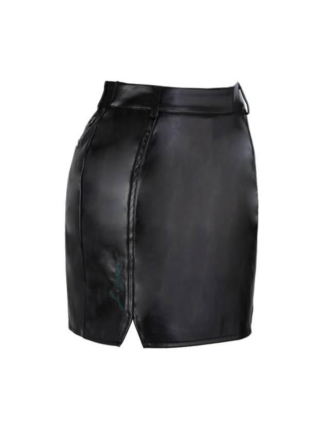 golf wear leather double slit skirt Leather double slit skirt Black - J JANE - BALAAN 3