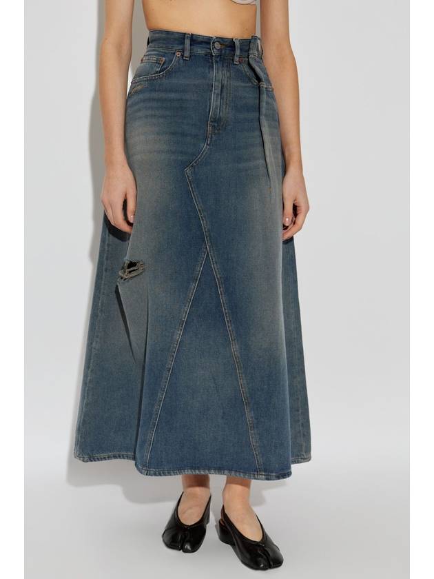 MM6 Maison Margiela Denim Skirt With Vintage Effect, Women's, Blue - MAISON MARGIELA - BALAAN 3