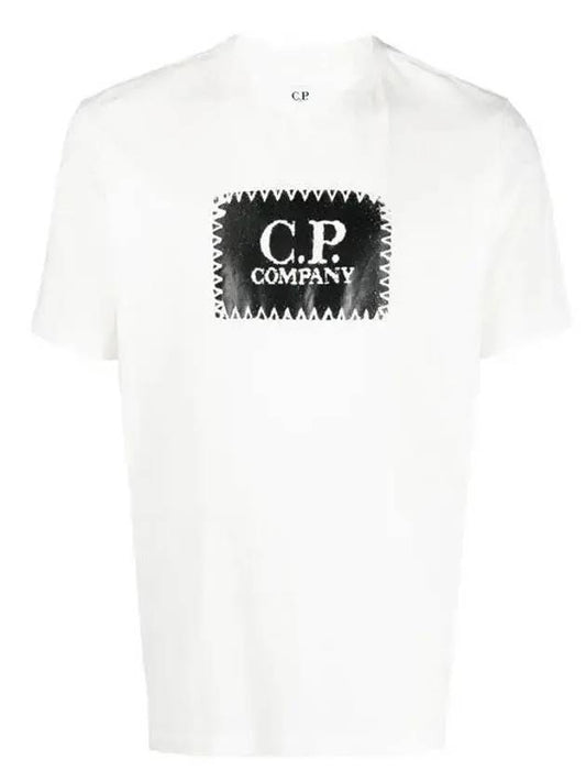 Stitch Logo Cotton Short Sleeve T-Shirt White - CP COMPANY - BALAAN.