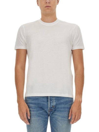 Men's Lyocell Round Neck Cotton Short Sleeve T-Shirt White - TOM FORD - BALAAN 2