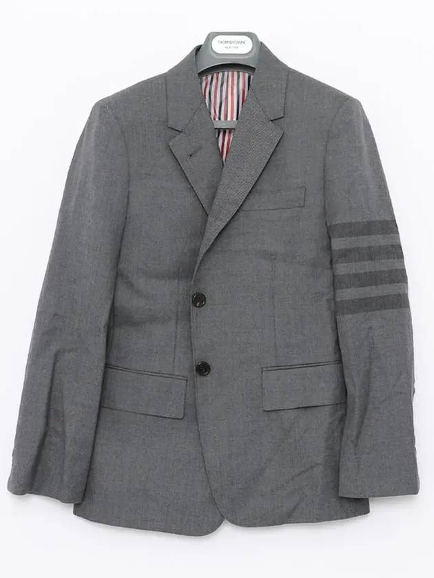 Women's Diagonal Stripe Single Breasted Wool Blazer Jacket Grey - THOM BROWNE - BALAAN 3