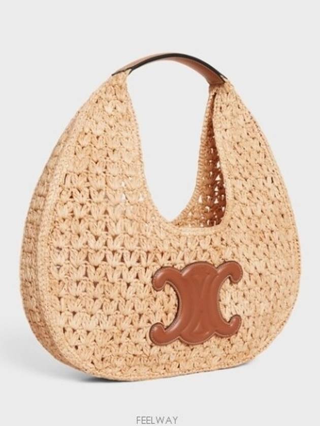 Classic Panier Raffia Calfskin Shoulder Bag Tan - CELINE - BALAAN 3