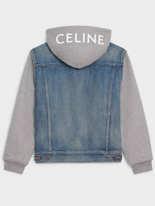 Logo Union Wash Denim Trucker Hooded Jacket Blue - CELINE - BALAAN 2