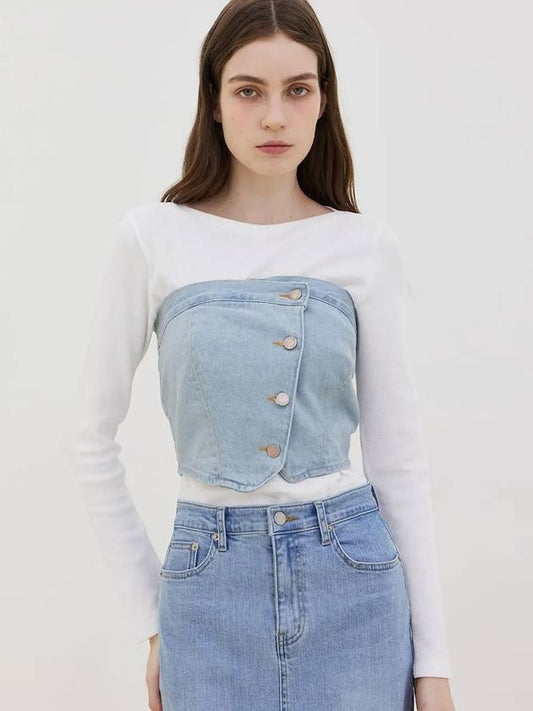 Louis Denim Bustier Top Light Blue - LESEIZIEME - BALAAN 1