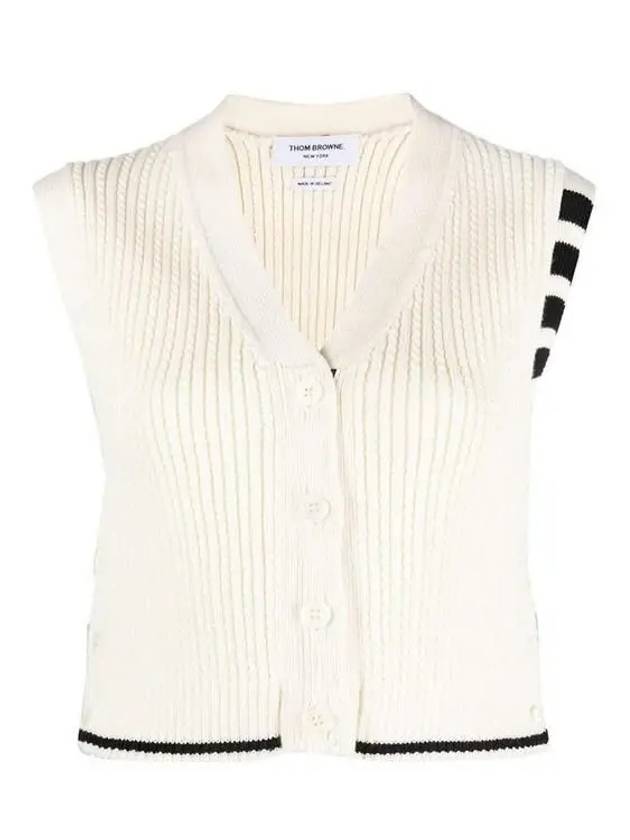 Cropped cable knit vest FKV195AY1024 - THOM BROWNE - BALAAN 3