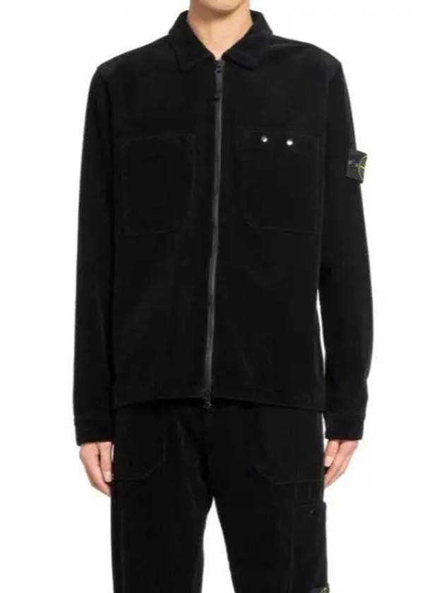 Organic Cotton Corduroy Zip-Up Jacket Black - STONE ISLAND - BALAAN 2