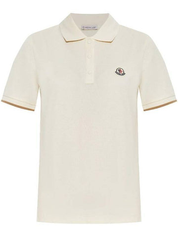 Logo Patch Cotton Short Sleeve Polo Shirt White - MONCLER - BALAAN 1