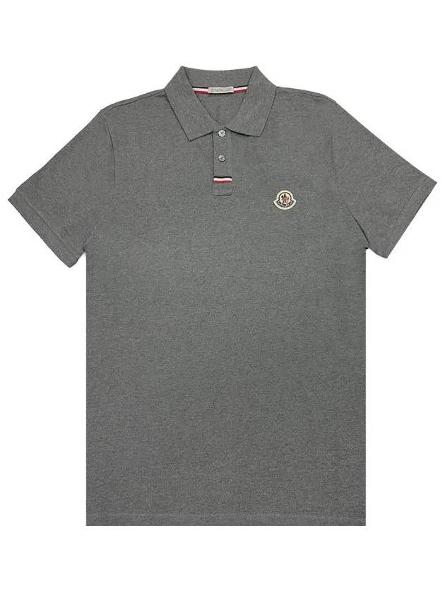 Logo Patch Short Sleeve Polo Shirt Grey - MONCLER - BALAAN 2