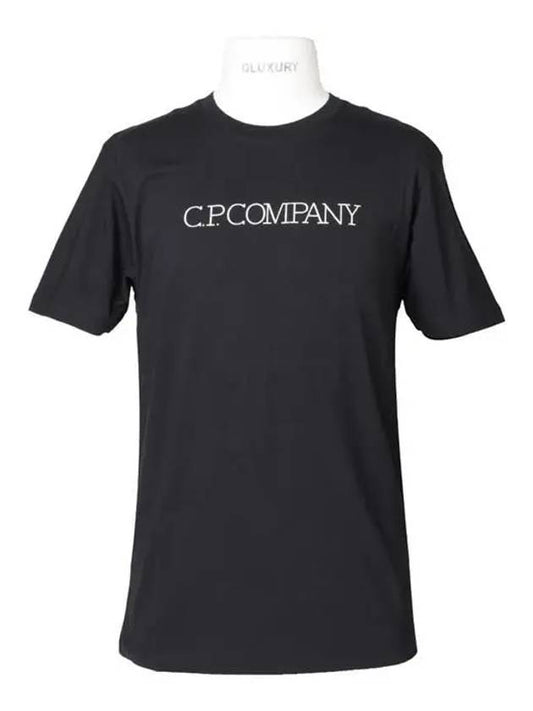 Tonal Logo Short Sleeve T-Shirt Black - CP COMPANY - BALAAN.