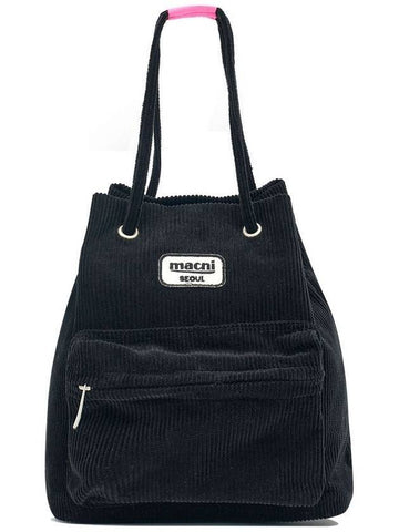 Corduroy string shoulder bag black - MACNI - BALAAN 1