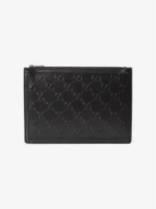 GG Emboss Leather Clutch Bag Black - GUCCI - BALAAN 2