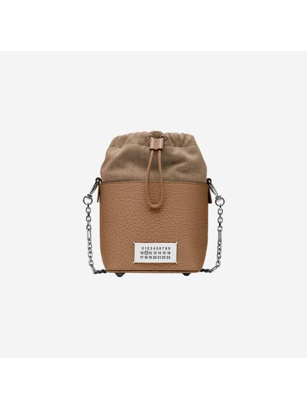 5AC Number Logo Texture Leather Bucket Bag Brown - MAISON MARGIELA - BALAAN 1