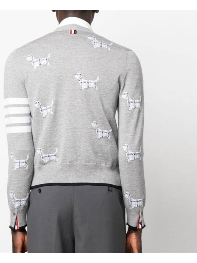 Hector Motif 4 Bar Cardigan Grey - THOM BROWNE - BALAAN 4