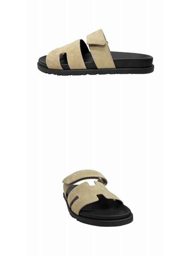 Chypre Suede Sandals Beige - HERMES - BALAAN.