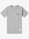 Men's Medium Weight Jersey Tipped Pocket Crewneck Short Sleeve T-Shirt Light Grey - THOM BROWNE - BALAAN 2