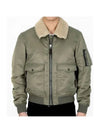 Men's Nylon Twill Shearling Collar Flight Bomber Jacket Khaki - TOM FORD - BALAAN 1