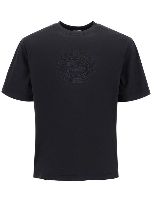 Embroidered Logo Cotton Short Sleeve T-Shirt Black - BURBERRY - BALAAN 2