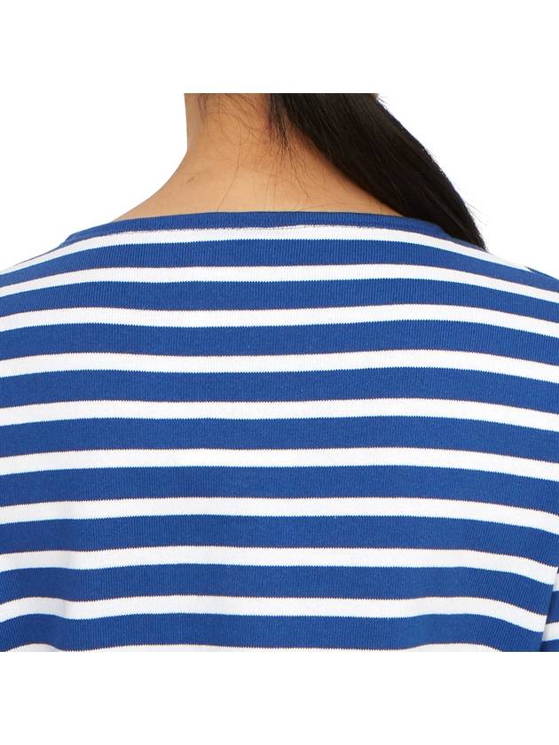 Women's Meridame II Striped Long Sleeve T-Shirt White Blue - SAINT JAMES - BALAAN 8