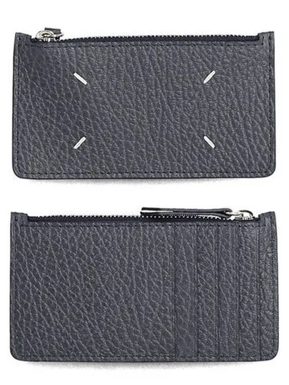 Pebble Leather Stitch Logo Zipper Card Wallet Grey - MAISON MARGIELA - BALAAN 2