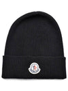 Black Wool Beanie Unisex 3B70500 A9342 999 - MONCLER - BALAAN 4