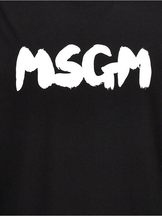 Brushed Logo Cotton Short Sleeve T-Shirt Black - MSGM - BALAAN 5