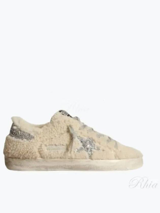 Superstar Glitter Shearling Low Top Sneakers Beige - GOLDEN GOOSE - BALAAN 2