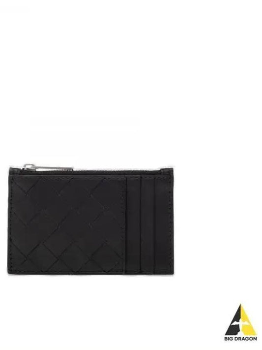 Intrecciato Zipper Leather Card Wallet Black - BOTTEGA VENETA - BALAAN 2