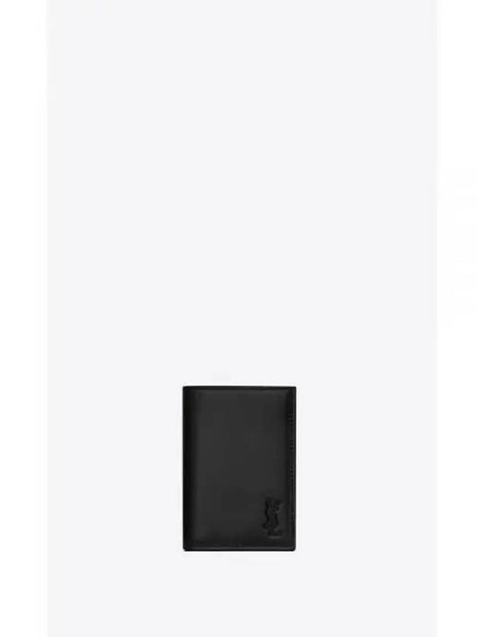 Monogram Logo Matte Leather Card Holder Black - SAINT LAURENT - BALAAN.