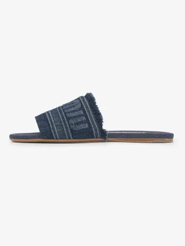 MIU Refurbished Denim Slides Blue 5XX5543L6LF0008 - MIU MIU - BALAAN 1