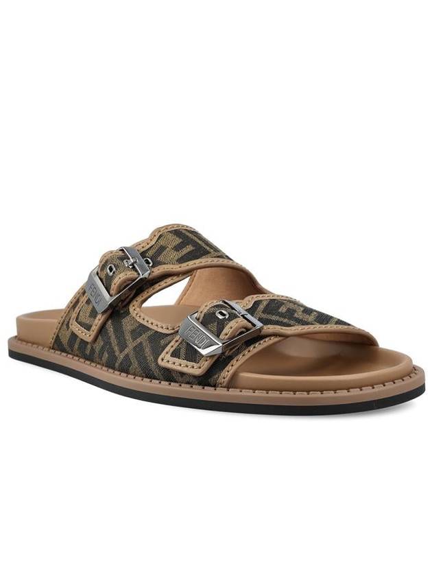 Men's Peel Jacquard Fabric Sandals Brown - FENDI - BALAAN 3