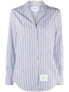 Striped Print Long Sleeve Shirt Blue - THOM BROWNE - BALAAN 1