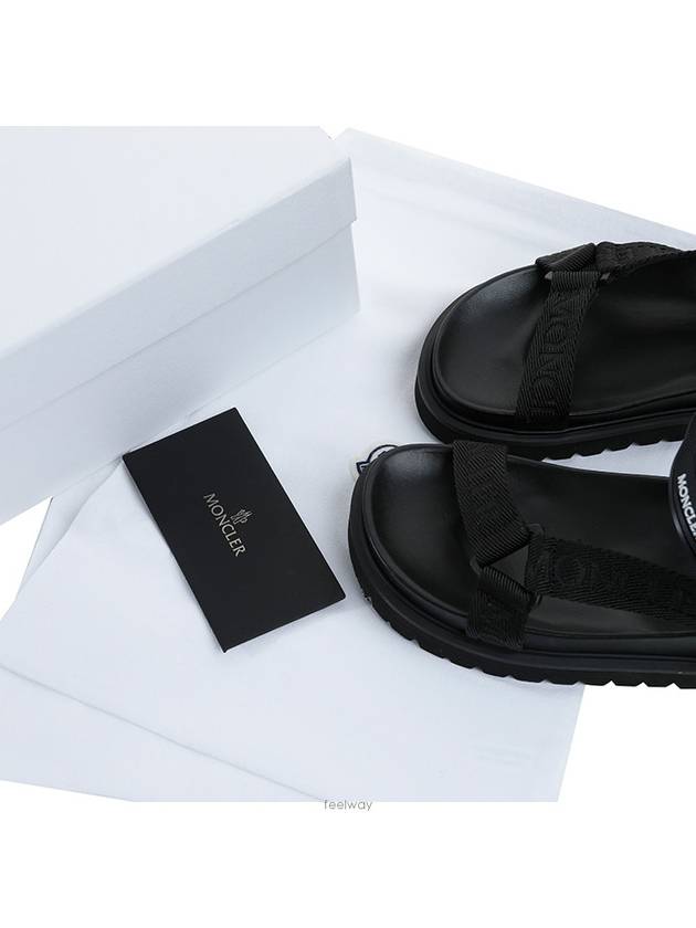 Women's Strap Logo Flavia Sandals Black - MONCLER - BALAAN 8