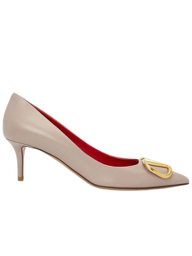 V Logo Signature Smooth Leather Pumps Heels Grey - VALENTINO - BALAAN 2