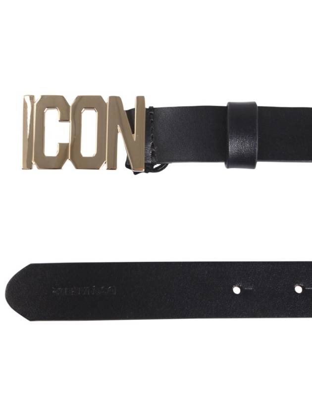 icon plaque gold leather belt black - DSQUARED2 - BALAAN 3