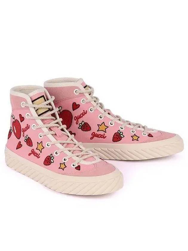 Women's Canvas High Top Sneakers Pink - GUCCI - BALAAN 2