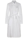 Embroidered Logo Cotton Cashmere Midi Dress White - POLO RALPH LAUREN - BALAAN 1