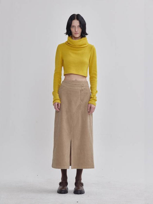 modified obi detail A-line front slit corduroy skirt beige - LIE - BALAAN 1